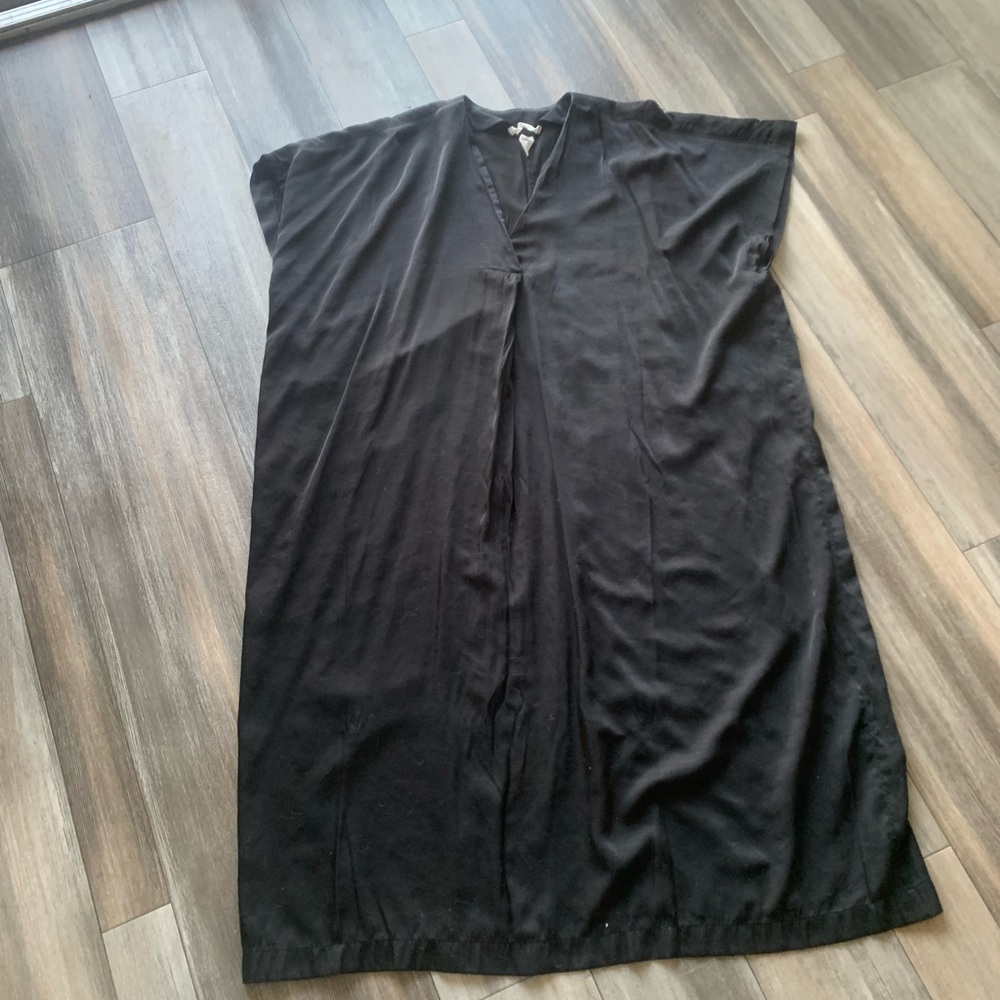 H&M Black V-Neck Flowing Midi Dress